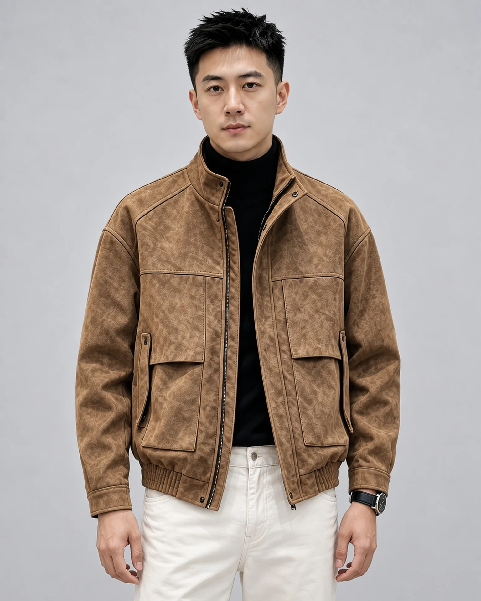 TAVREN FIELD 01 · 브라운 레더 재킷 · 20컷 고해상도 상세페이지 공개 결과물