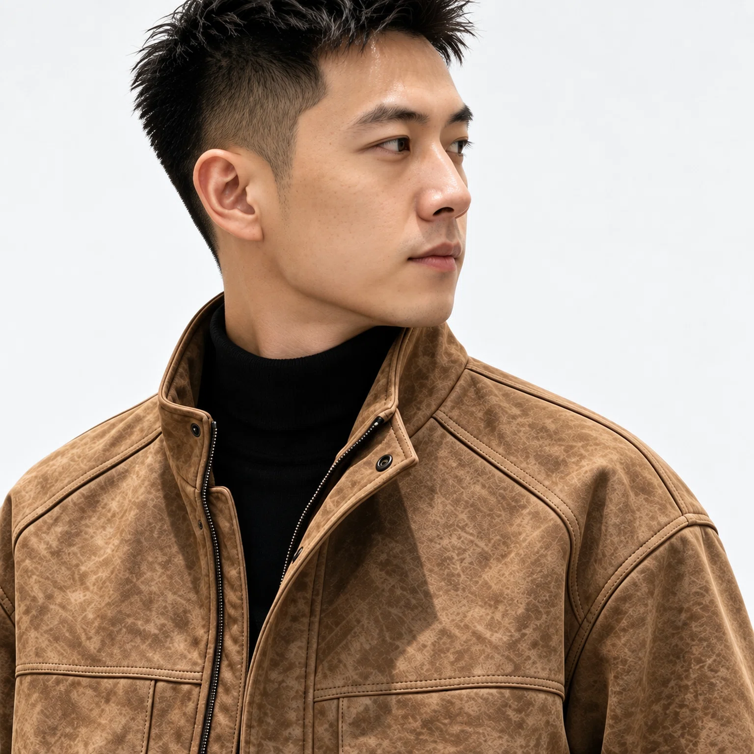 어깨의 곡선 절개선과 스티치